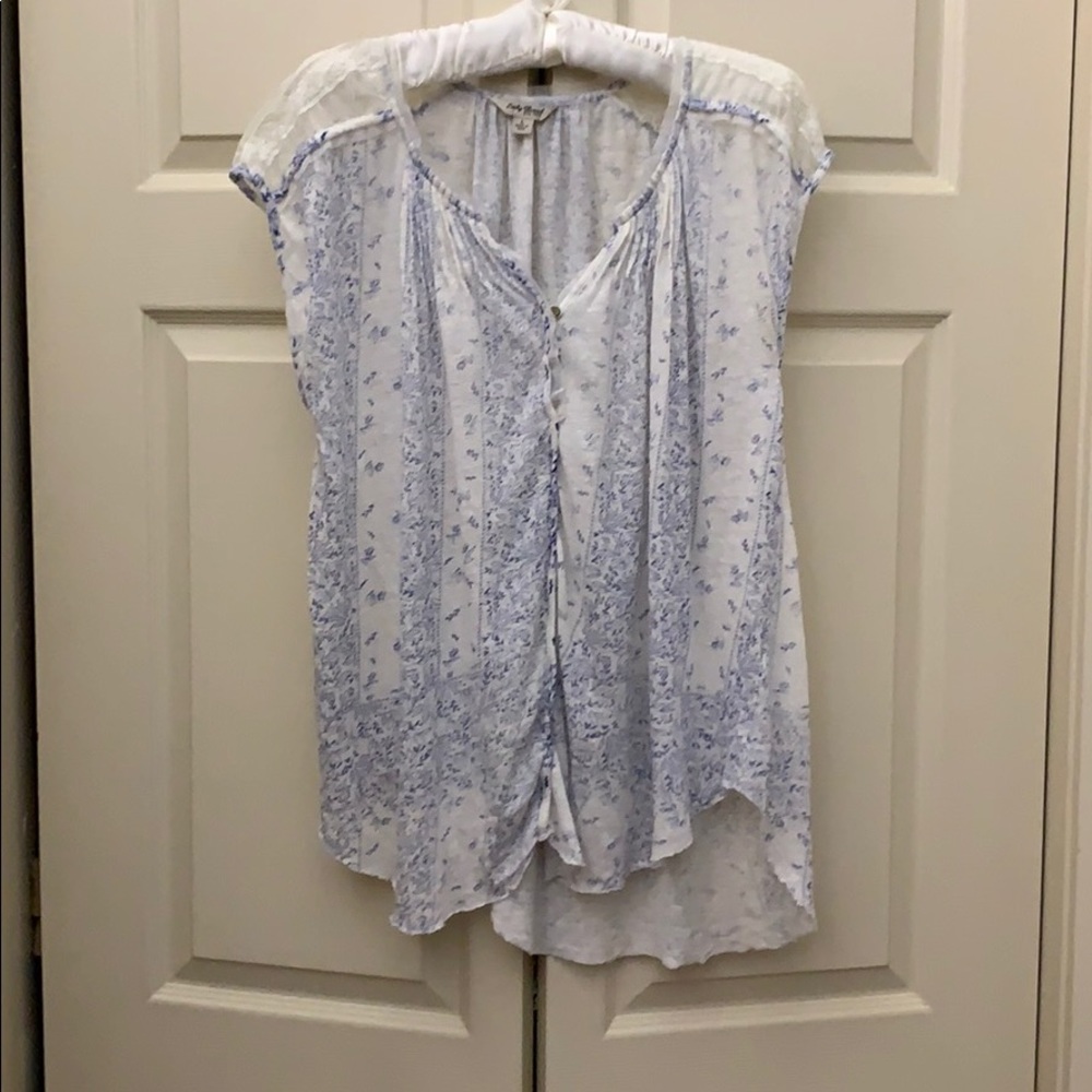 Lucky Brand lace and cotton top SZ LG